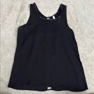 Black Sleeveless Sheer Top with leather edging